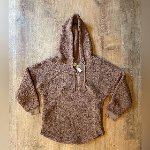 NWT Victoria’s Secret PINK Varsity Sherpa Half Zip Pullover Hoodie - Picture 3 of 9